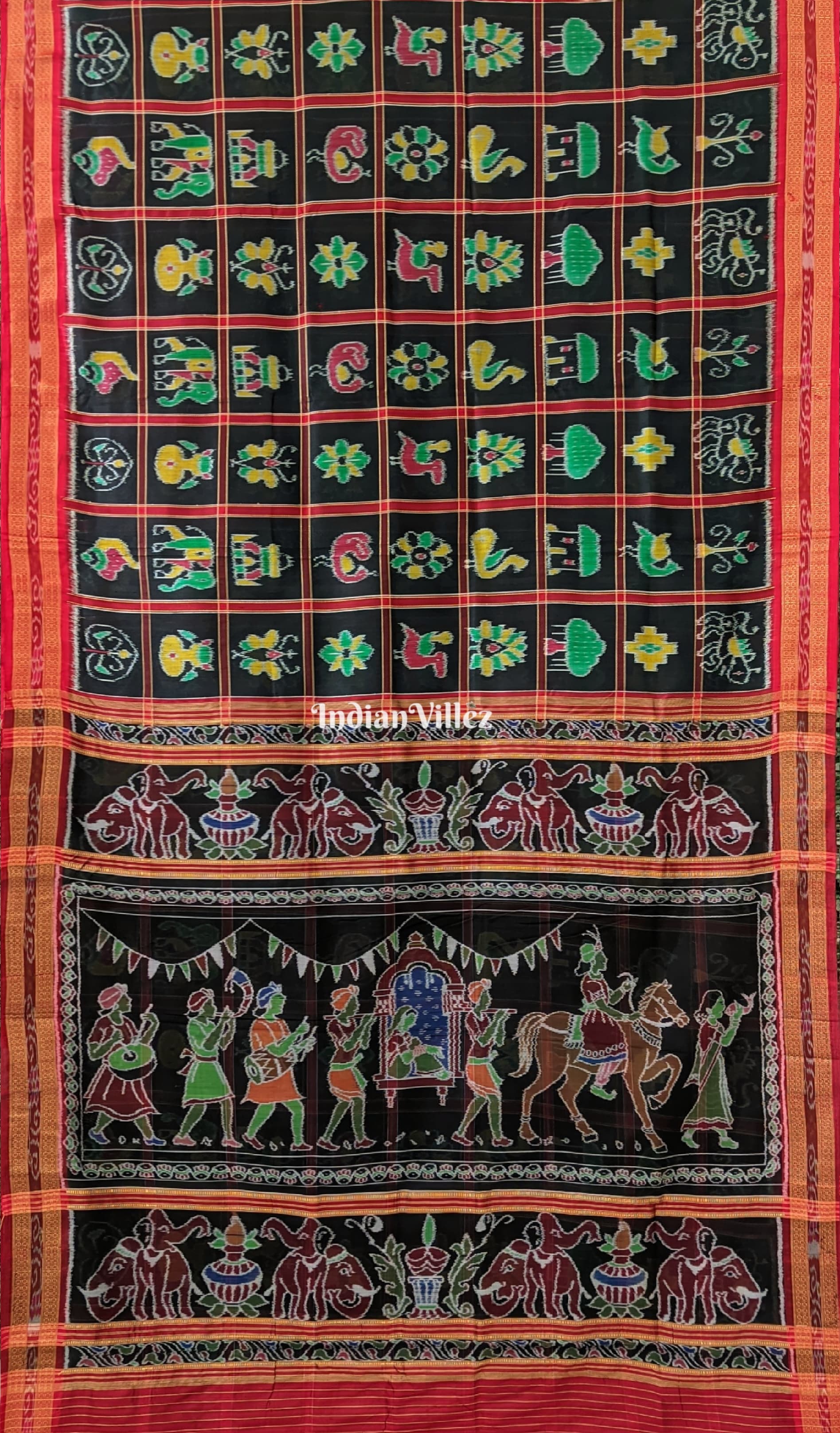 Black Nabakothi With Doli Barat Theme Khandua Silk Saree