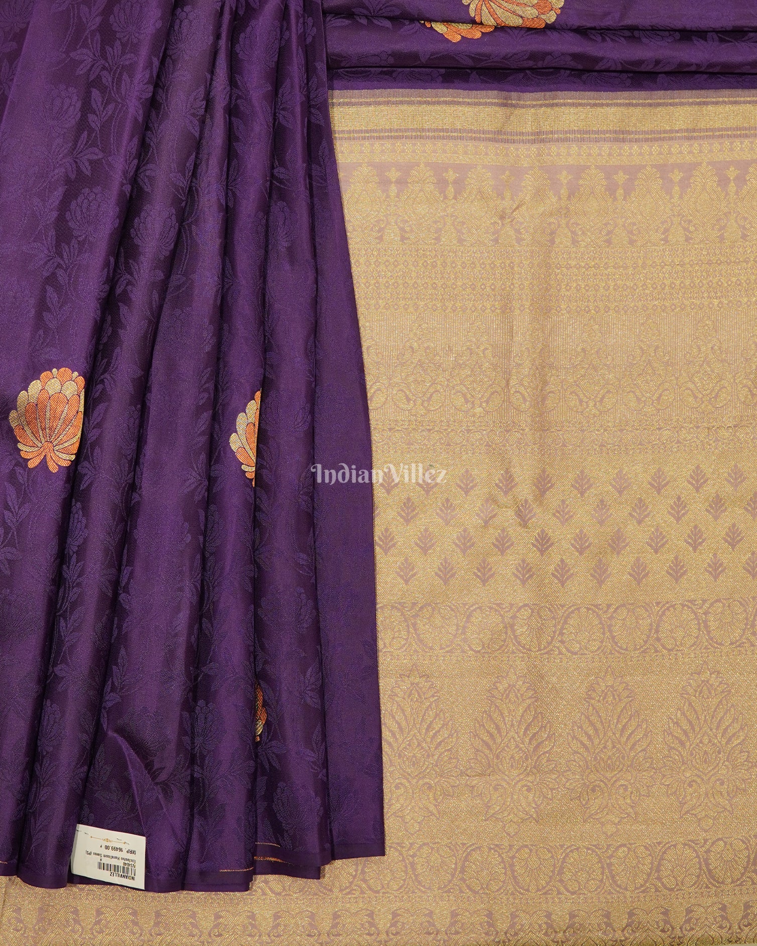 Purple Without Border Pure Kanjivaram Silk Saree