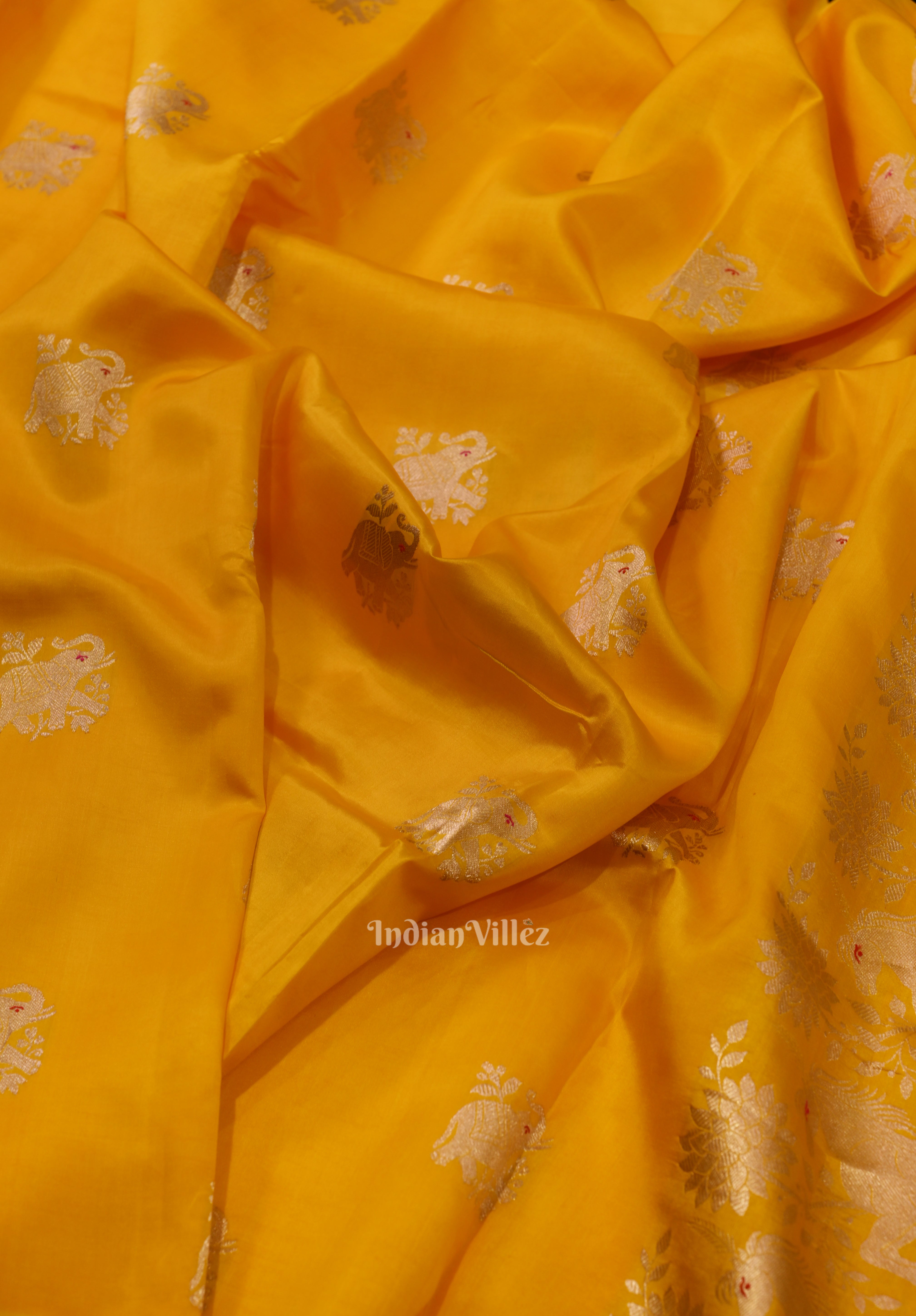 Yellow Designer Pure Banarasi Katan Silk Saree