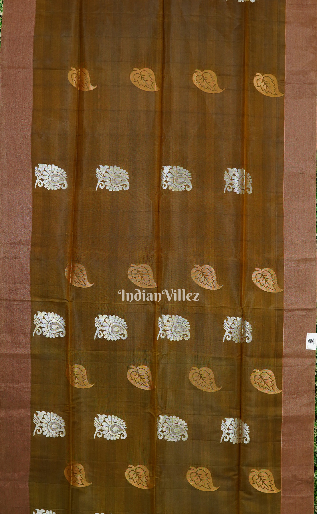 Brown With Green Handwoven South Soft Silk Saree