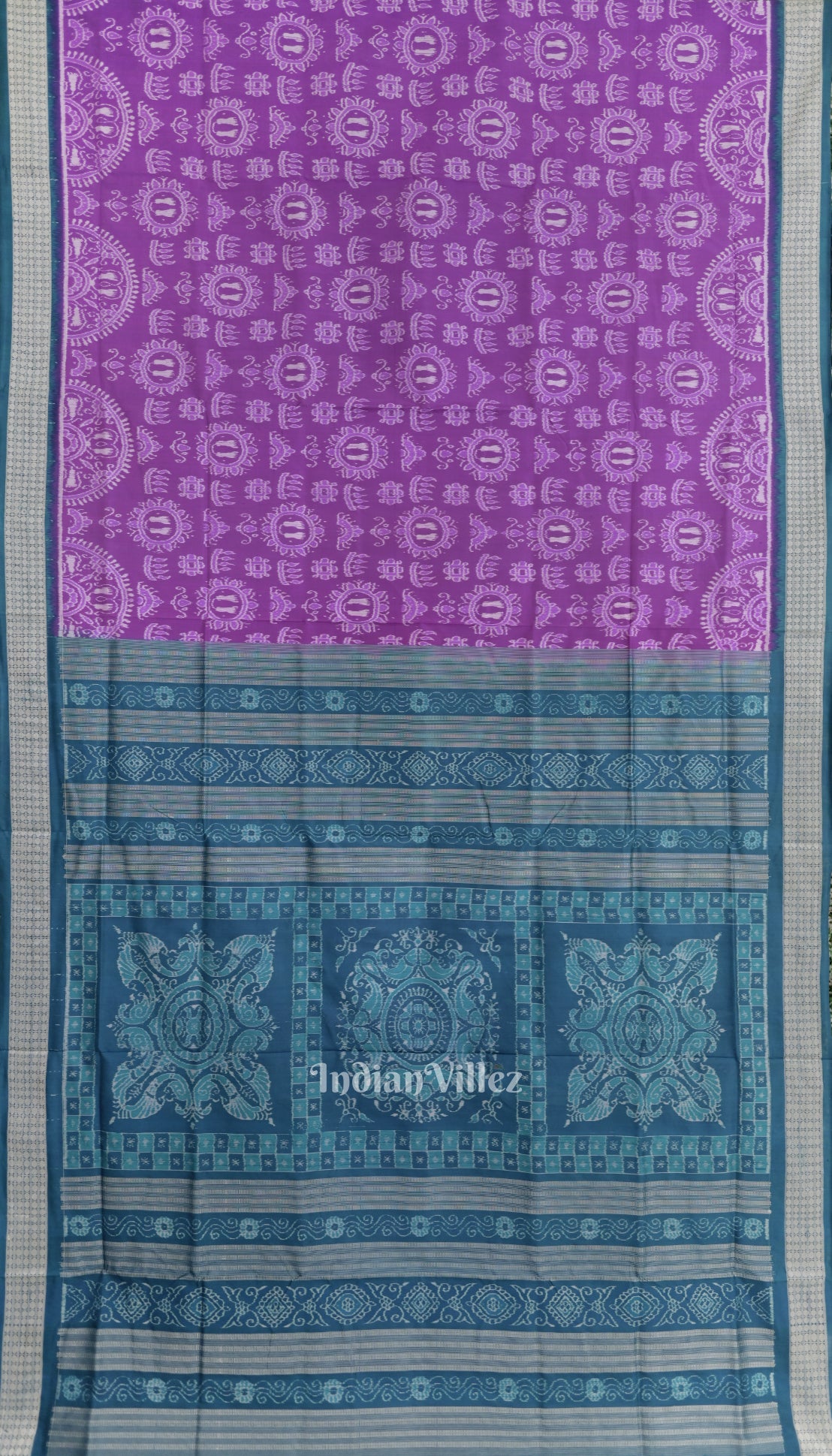 Light Purple Laxmi Pada Theme Odisha Ikat Sambalpuri Silk Saree