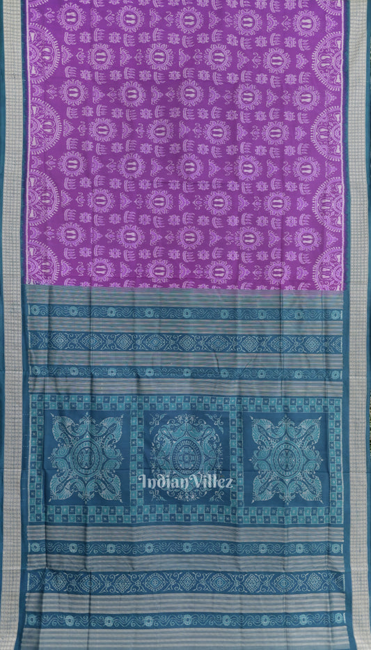 Light Purple Laxmi Pada Theme Odisha Ikat Sambalpuri Silk Saree