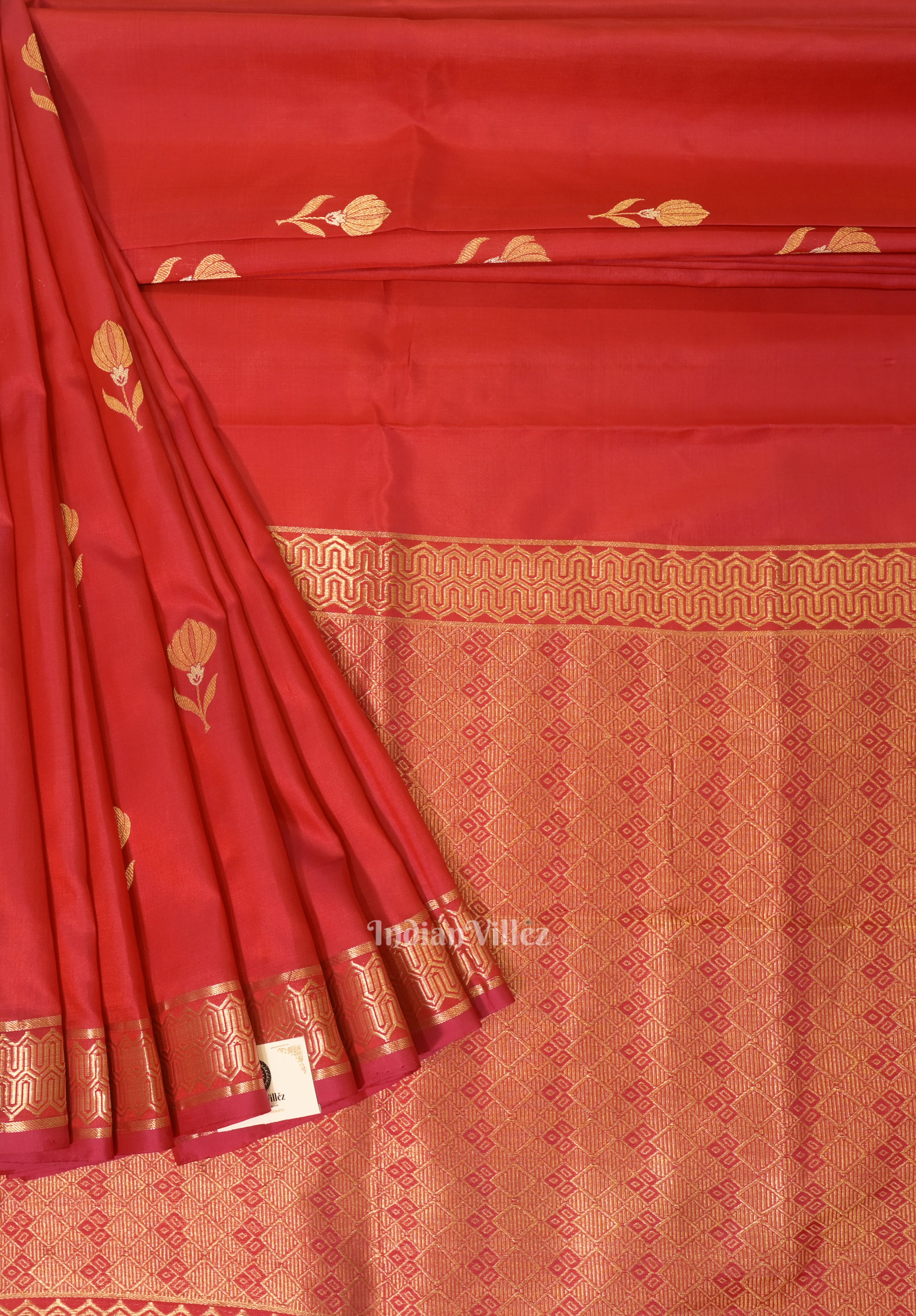 Red Katan Banarasi Silk Saree