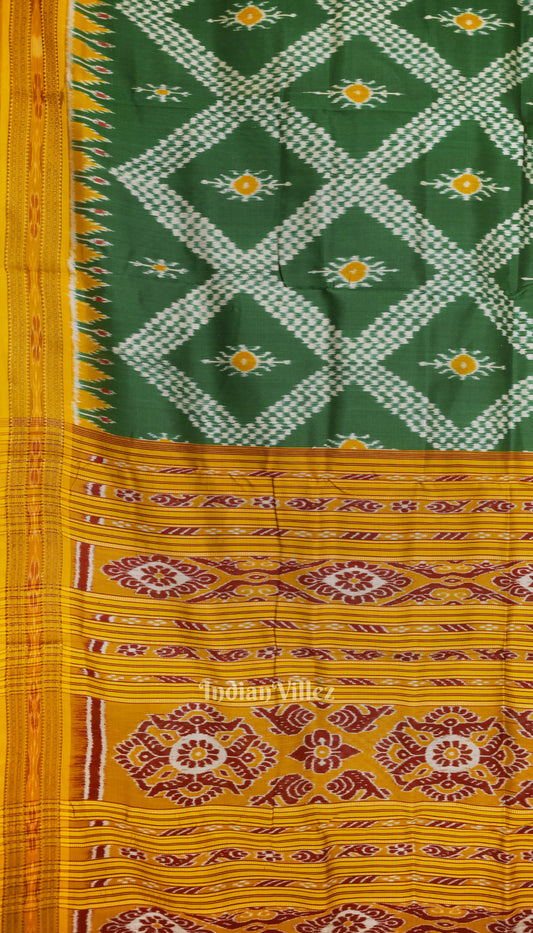 Green Tarabali Ikat Odisha Handloom Silk saree