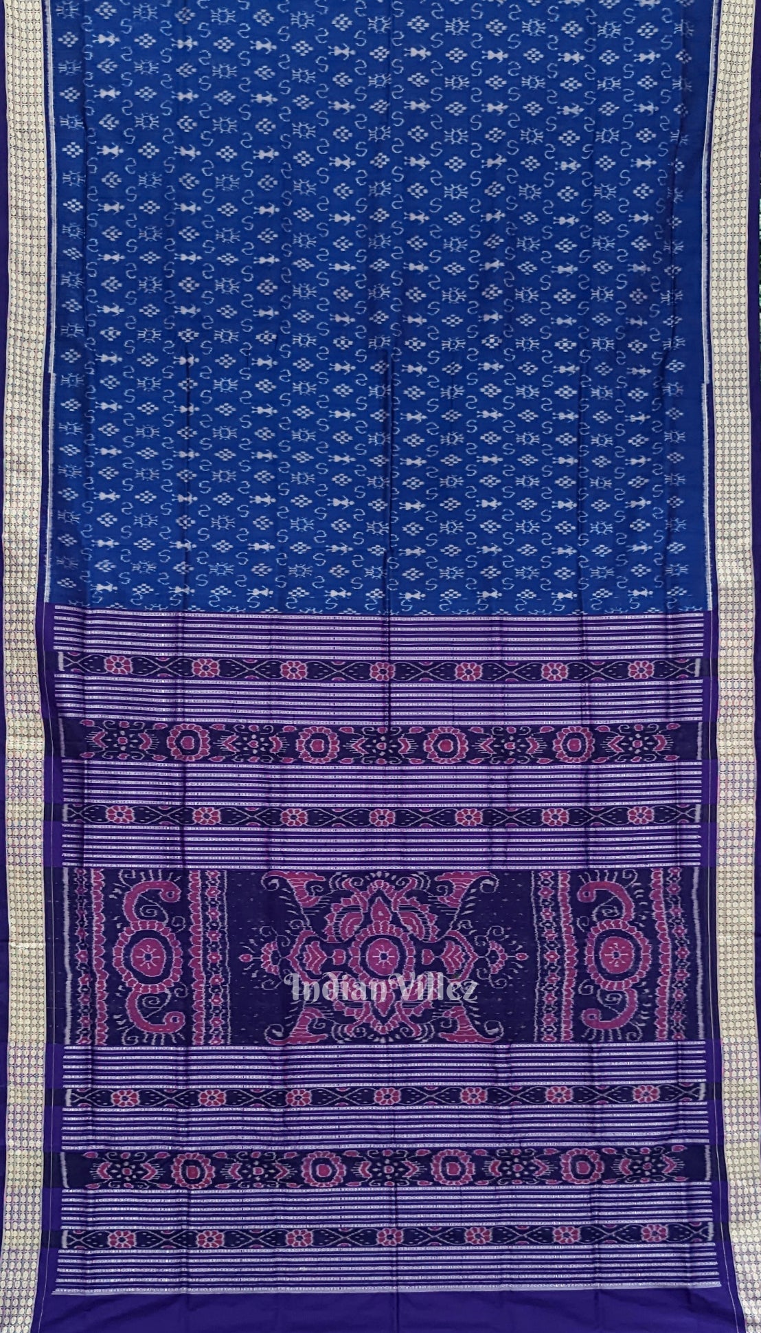 Copper Sulphate Tribal Theme Odisha Ikat Khandua Silk Saree