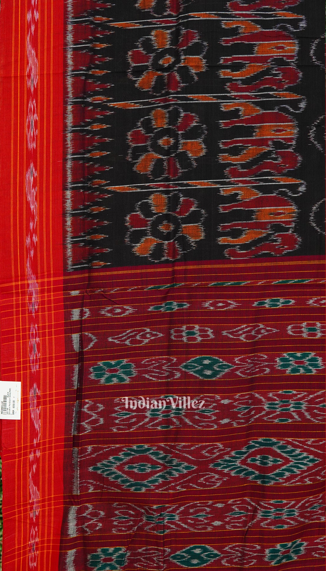 Red Black Odisha Sambalpuri Ikat Cotton Saree