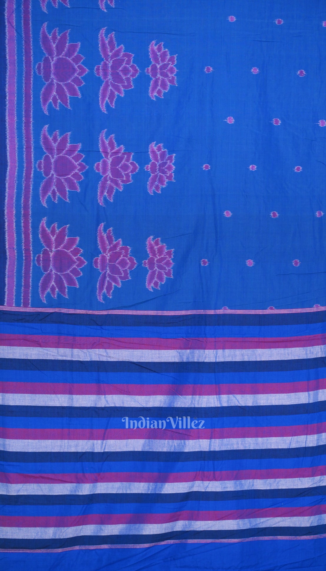 Sky Blue Lotus Pure Sambalpuri Cotton Saree