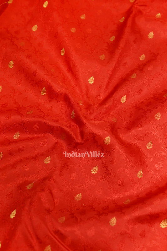 Red Woven Brocade with Golden Broder  Bridal Kanjivaram Silk Saree 