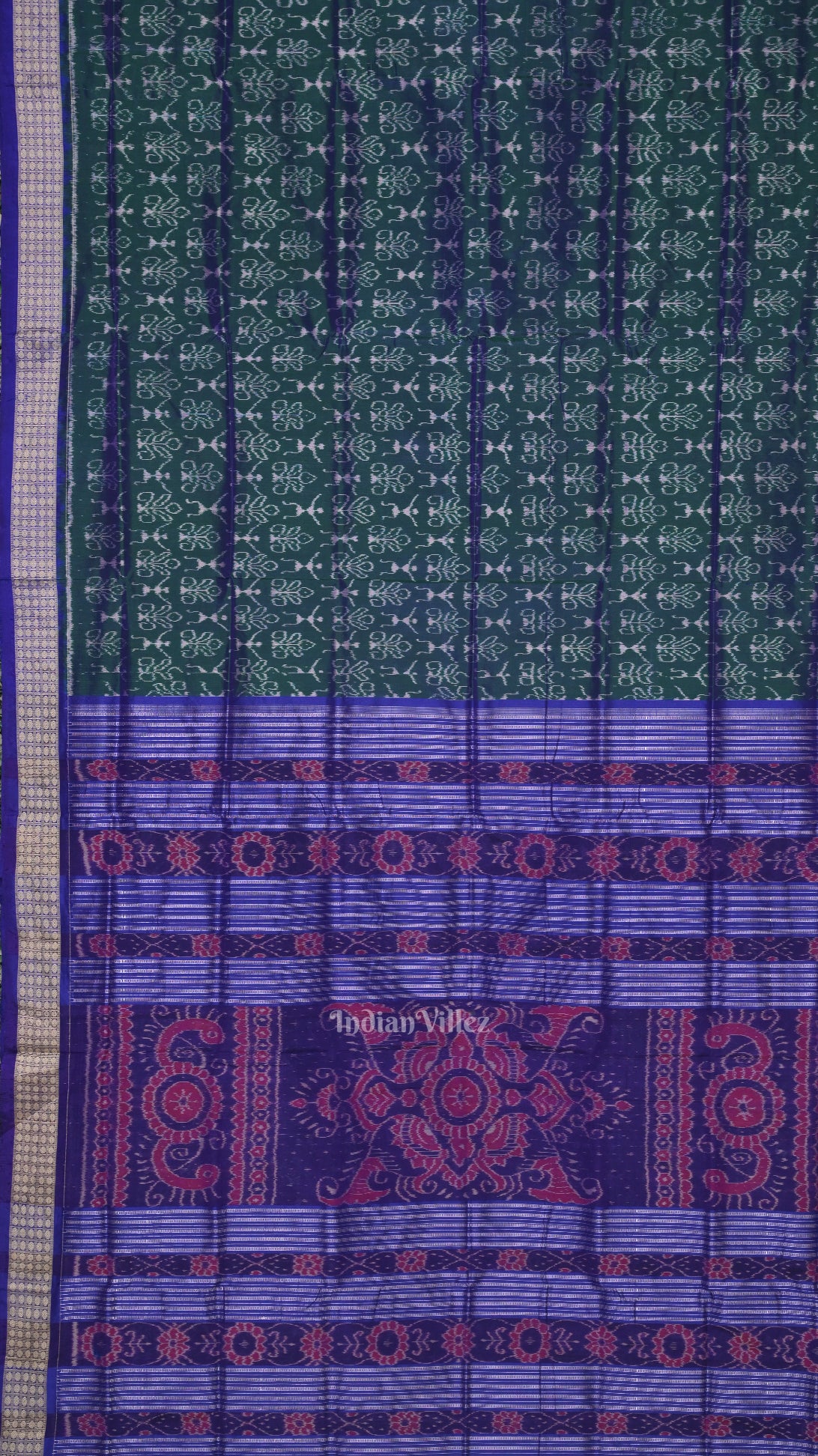 Cadmium Green Tribal Theme  Odisha Handloom Sambalpuri Silk Saree