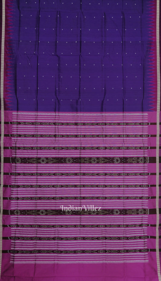 Purple Maroon Single Butta Design Odisha Ikat Bomkai Silk Saree