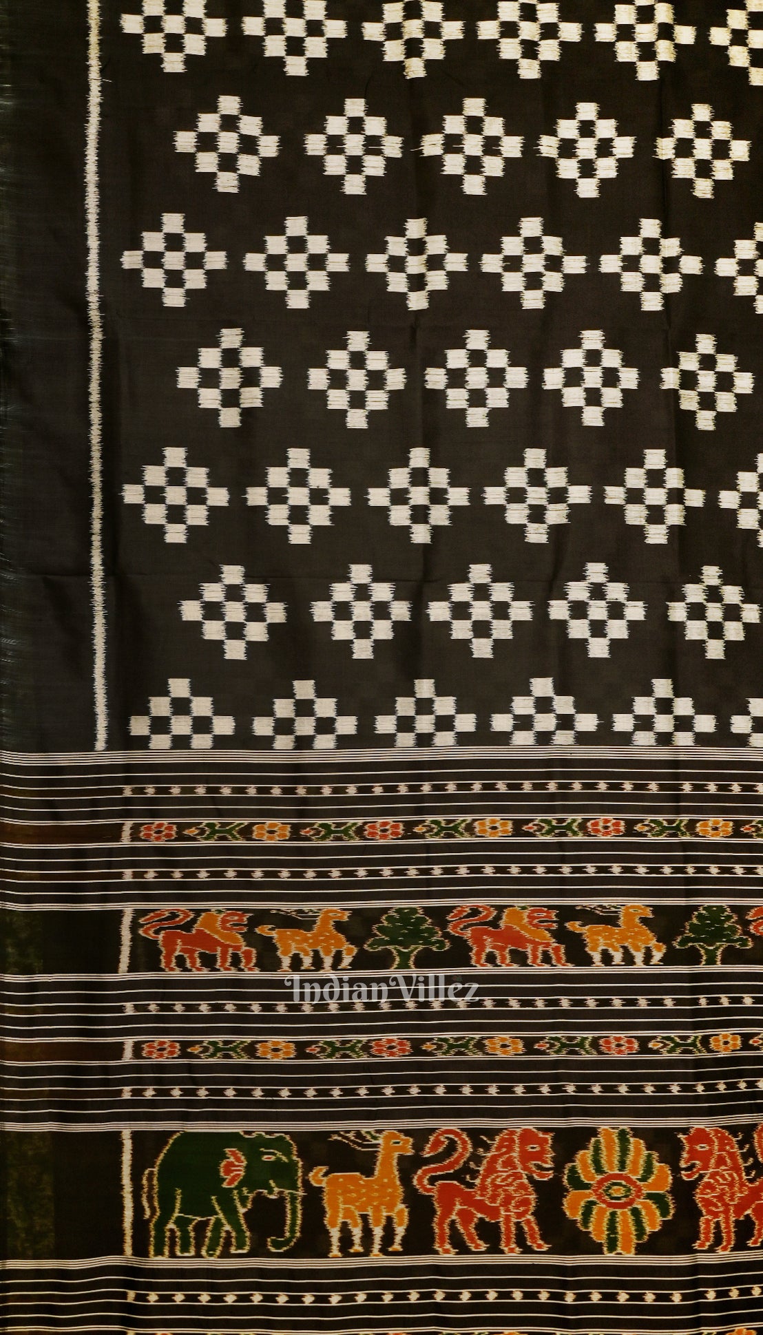 Black Odisha Ikat Pasapali Designer Contemporary Silk Saree