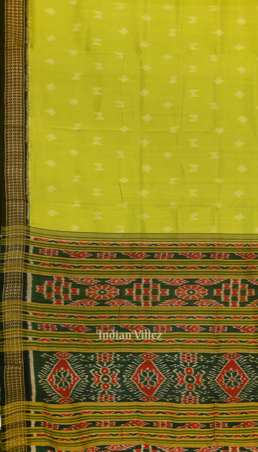 Parrot Green Odisha Ikat Khandua Silk Saree