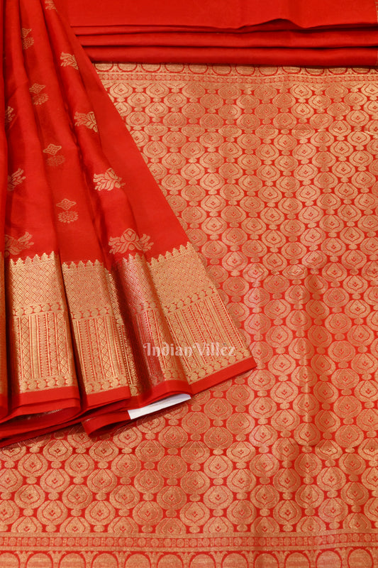 Bridal Red pure authentic Kanjivaram Silk Saree with  Zari Brocade 