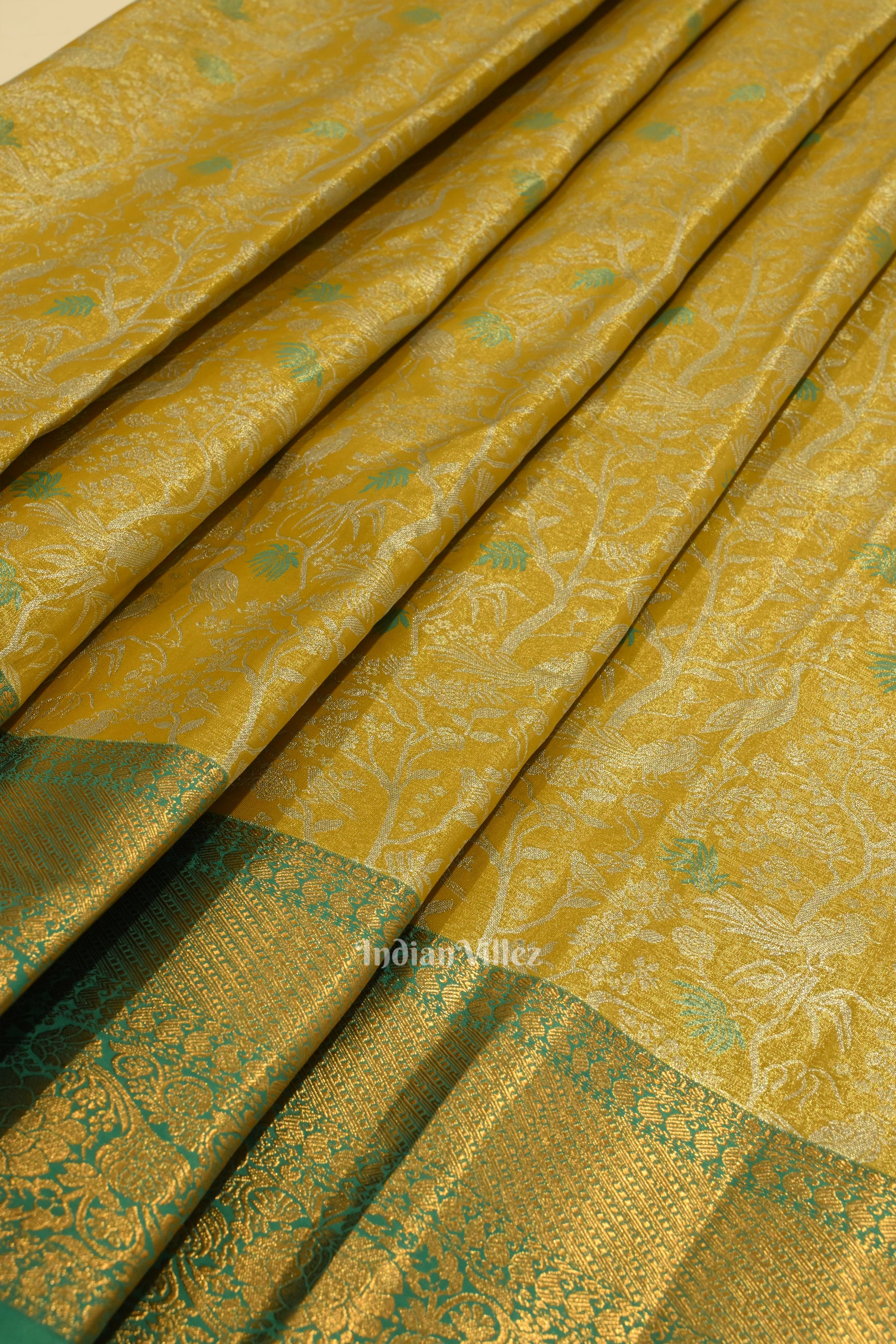 Golden Yellow Pure Kanjivaram Tissue Silk Saree