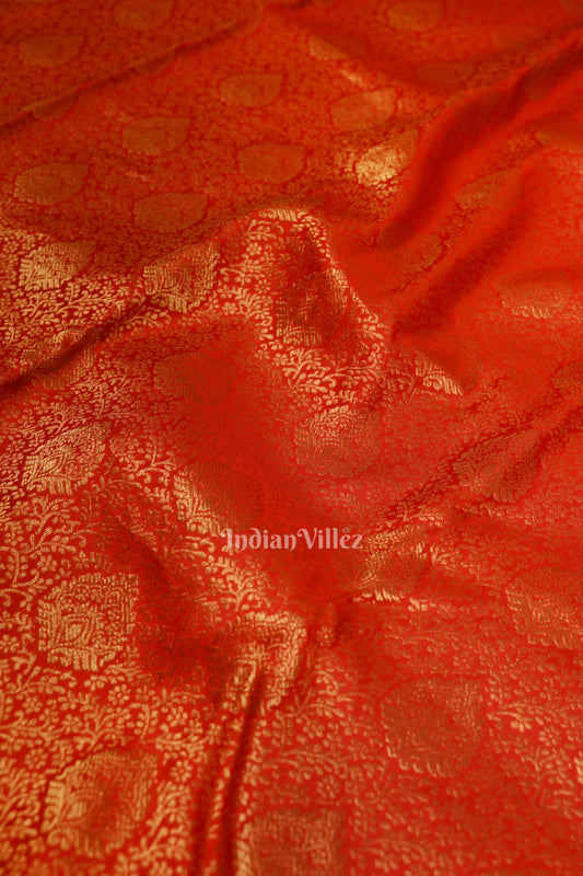  Red Pure Brocade with Golden Broder  Bridal Kanjivaram Silk Saree 