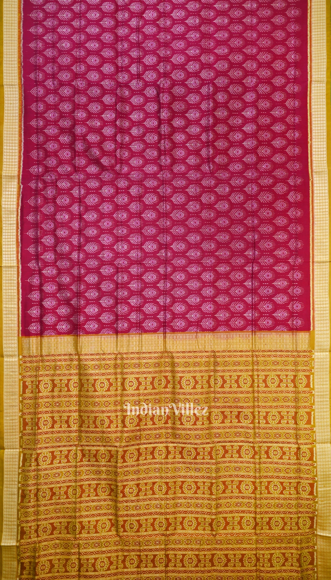 Maroon Mayur Pankha Theme Sambalpuri Silk Saree