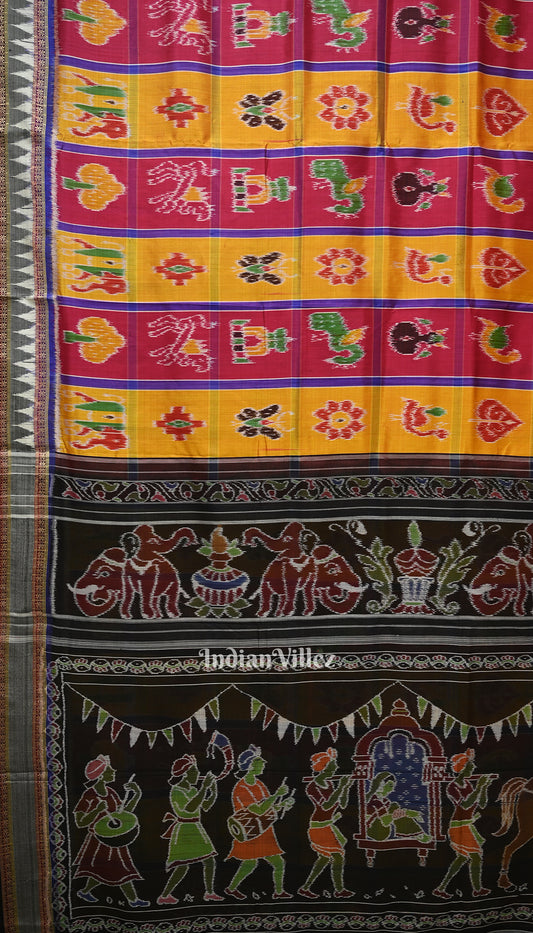 Red Yellow Nabakothi Nabarangi Khandua Silk Saree