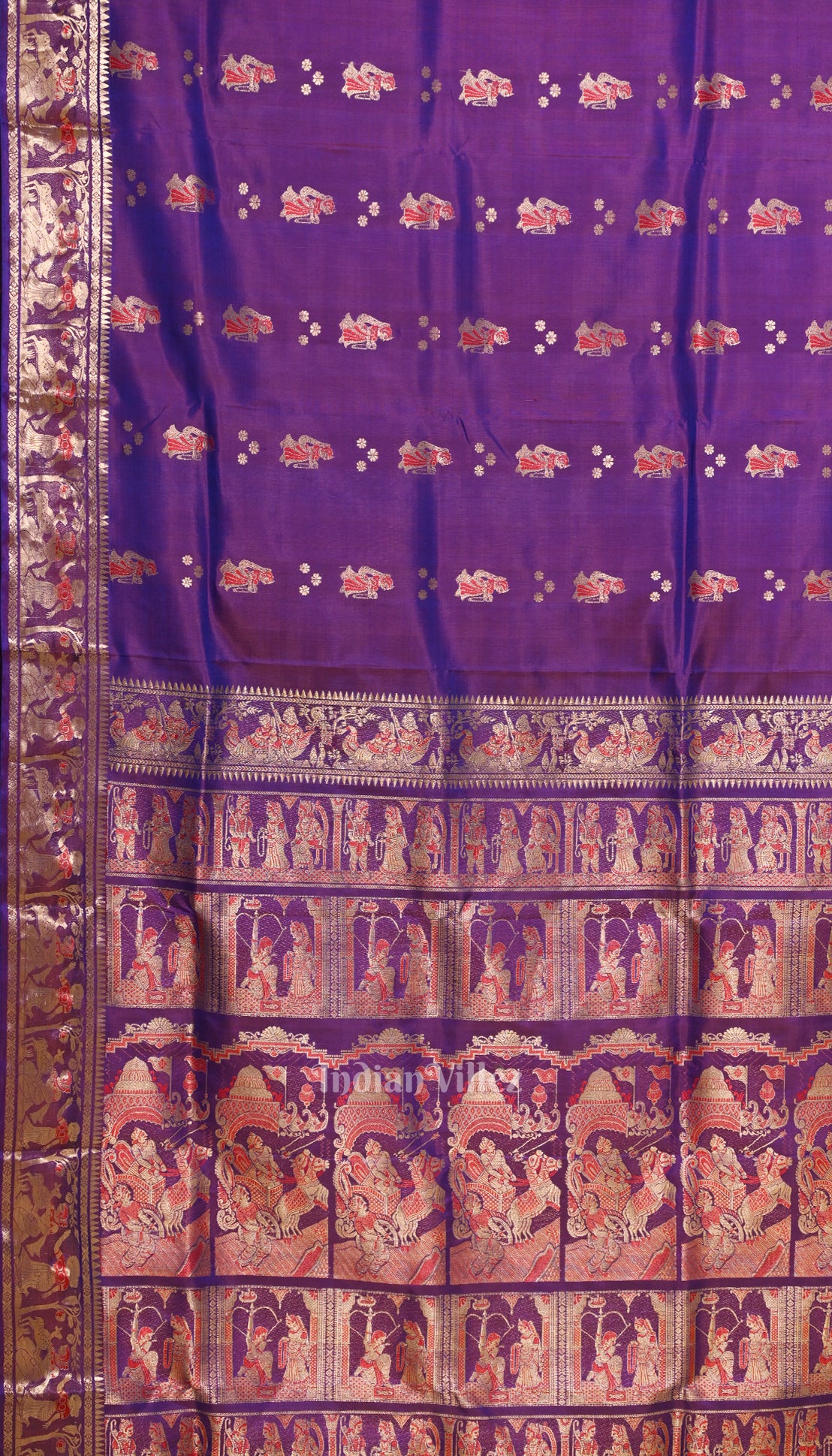 Purple Dual tone Handwoven Baluchari Silk Saree