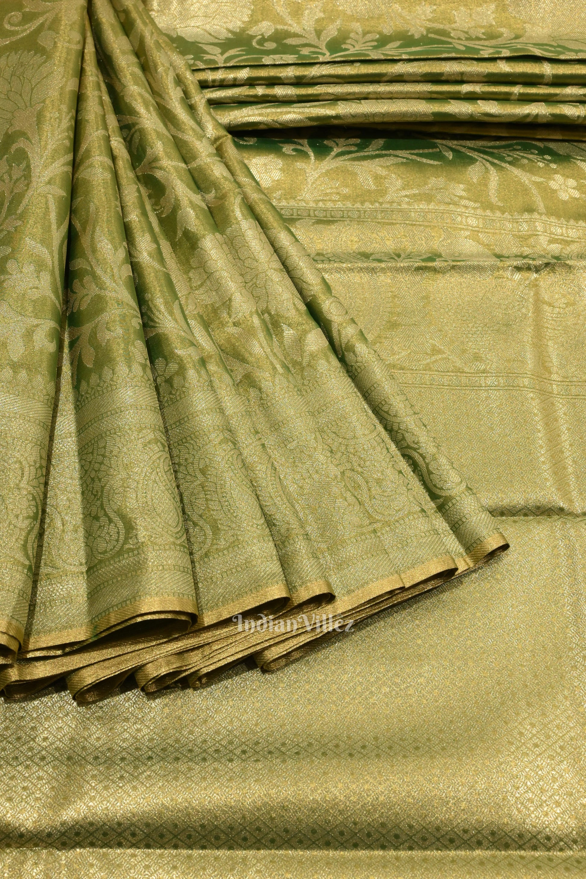 Moss Green Pure Kanjivaram Tissue Silk Saree