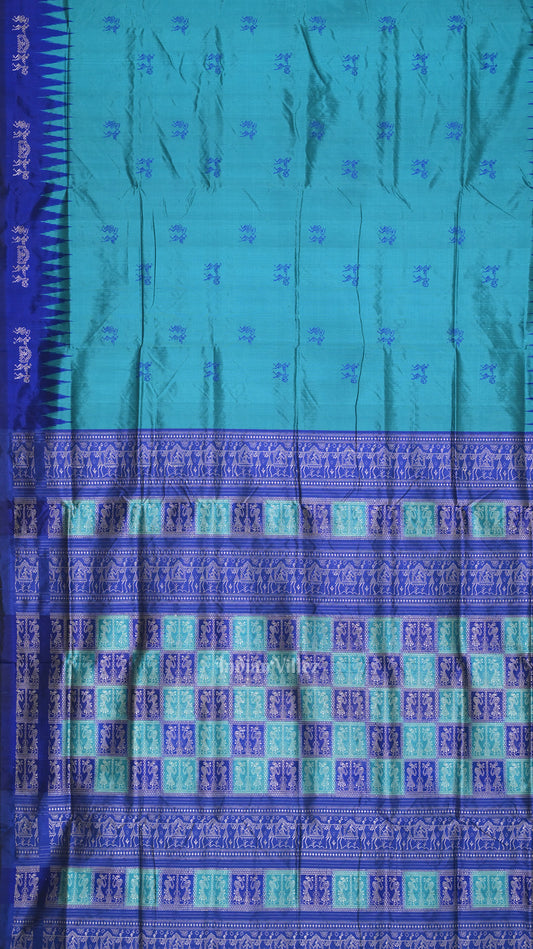  Blue Tribal Theme Bomkai Sambalpuri Silk saree 