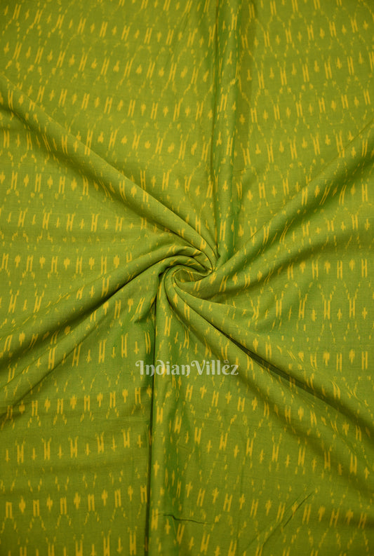 Green Handwoven Pochampally Ikat Cotton Fabric 
