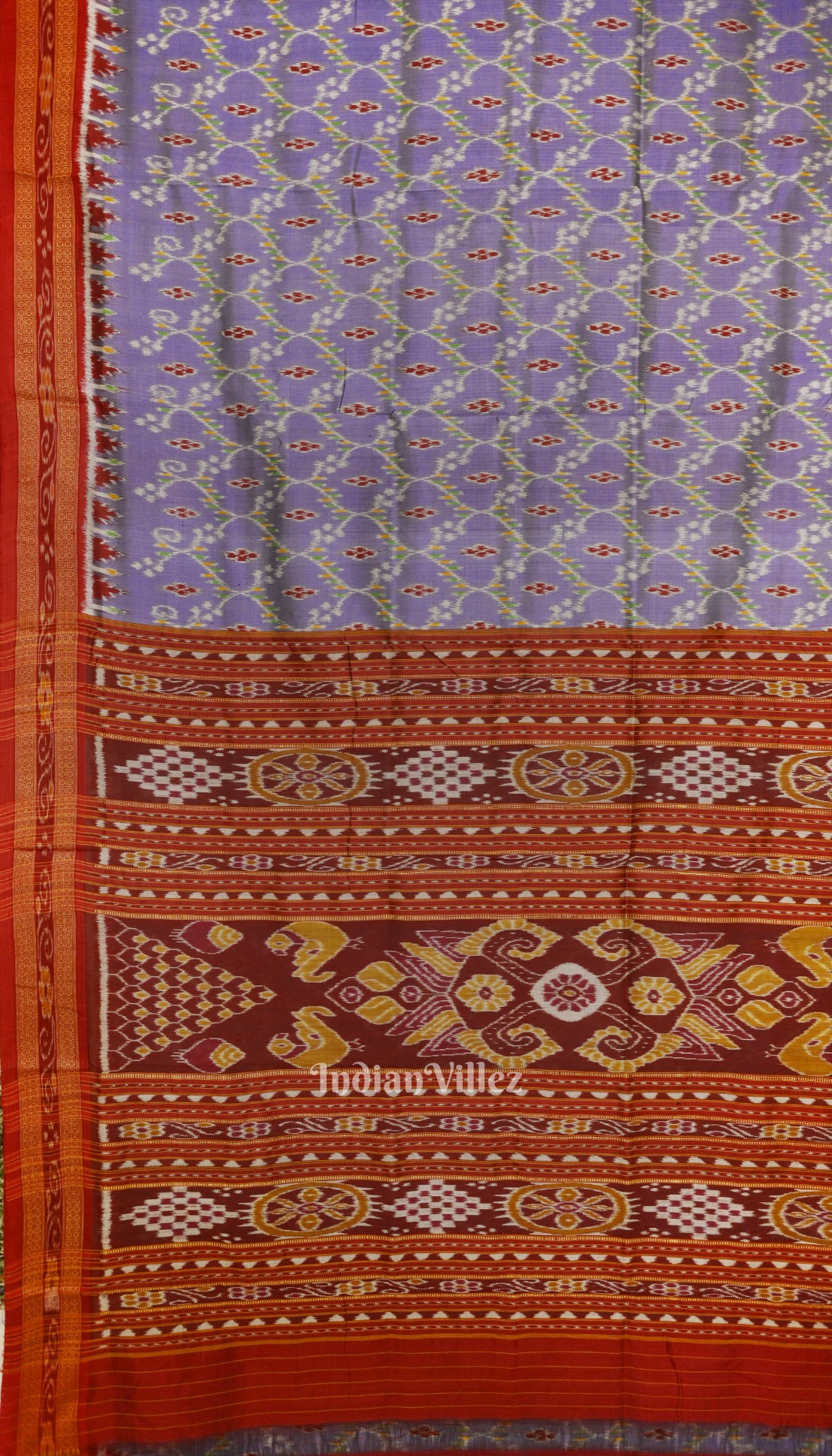 Ash Grey Odisha Ikat Khandua Silk Saree