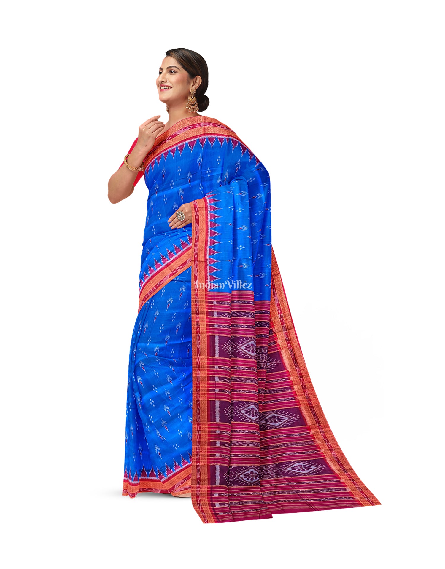 Royal Blue Mayur Chandrika Khandua Silk Saree