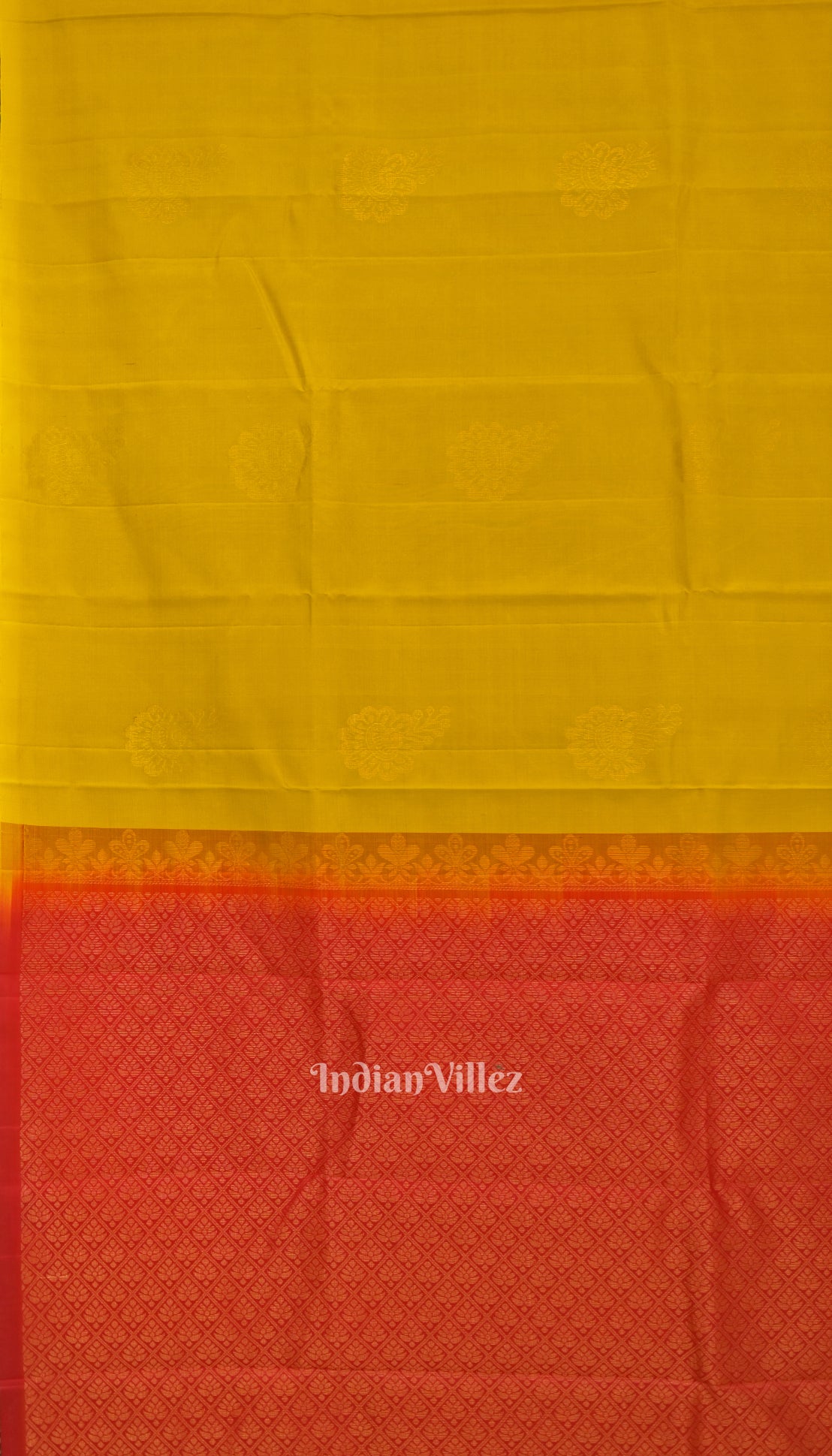 Yellow Red Pure Kanjivaram Soft Silk Saree