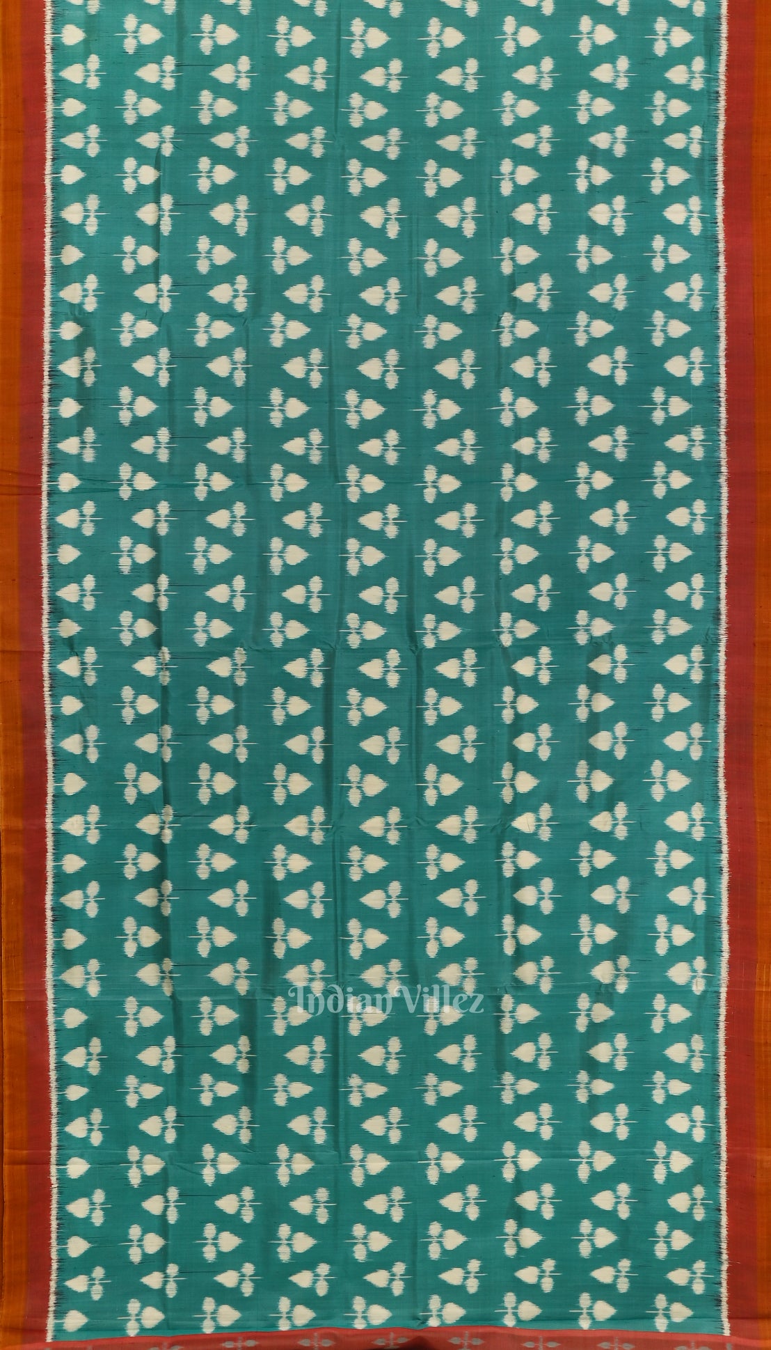 Aqua Blue with Red Odisha Handloom Theme Tree Contemporary Silk Saree 