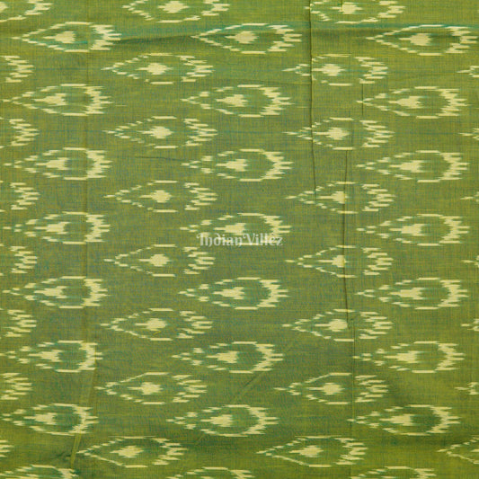 Green Handwoven Cotton Pochampally Ikat Fabric