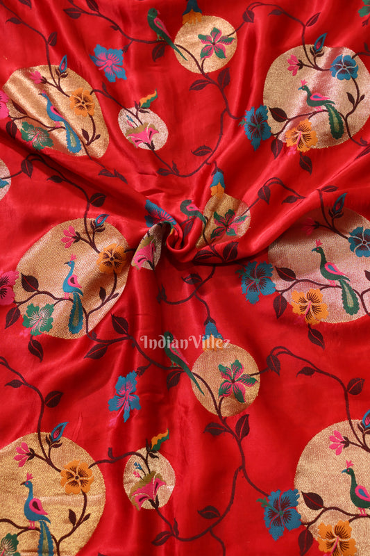 Attractive Bridal Red Banarasi Katan Silk Saree