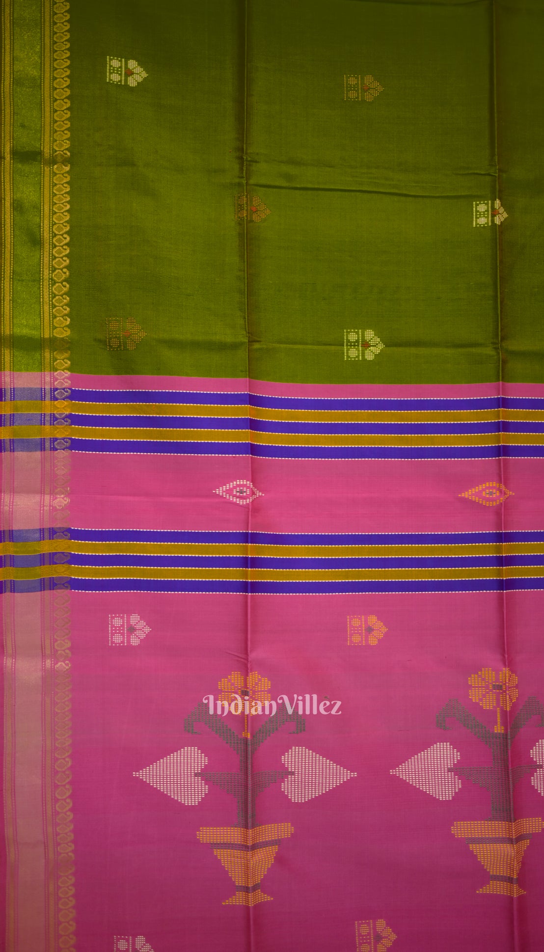 Green With Pink Dual Tone Pure South Soft Silk Saree