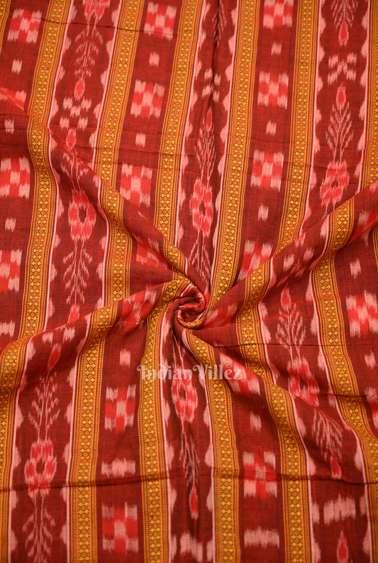 Maroon Pasapali Bandha Sambalpuri Ikat Cotton Fabric