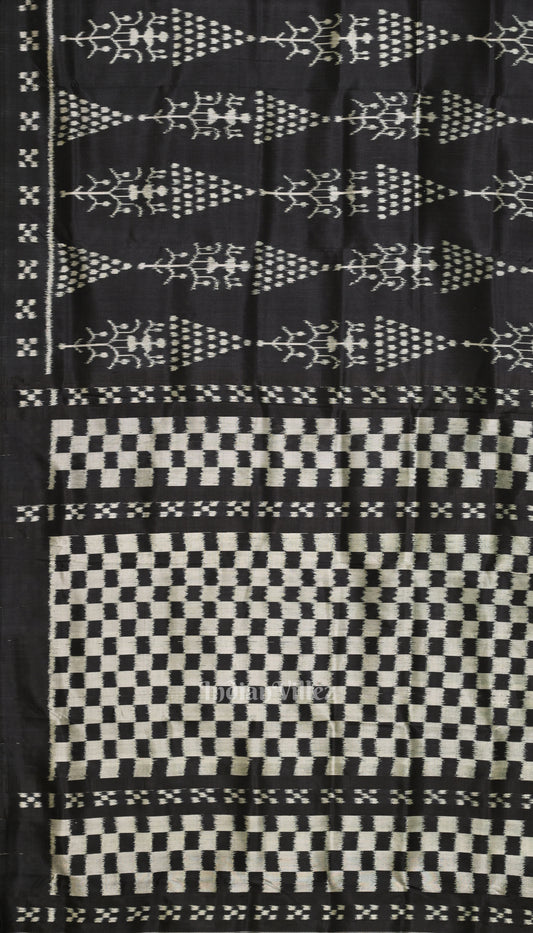  Black Tribal Art  with Pasapali Border Contemporary Silk Saree 