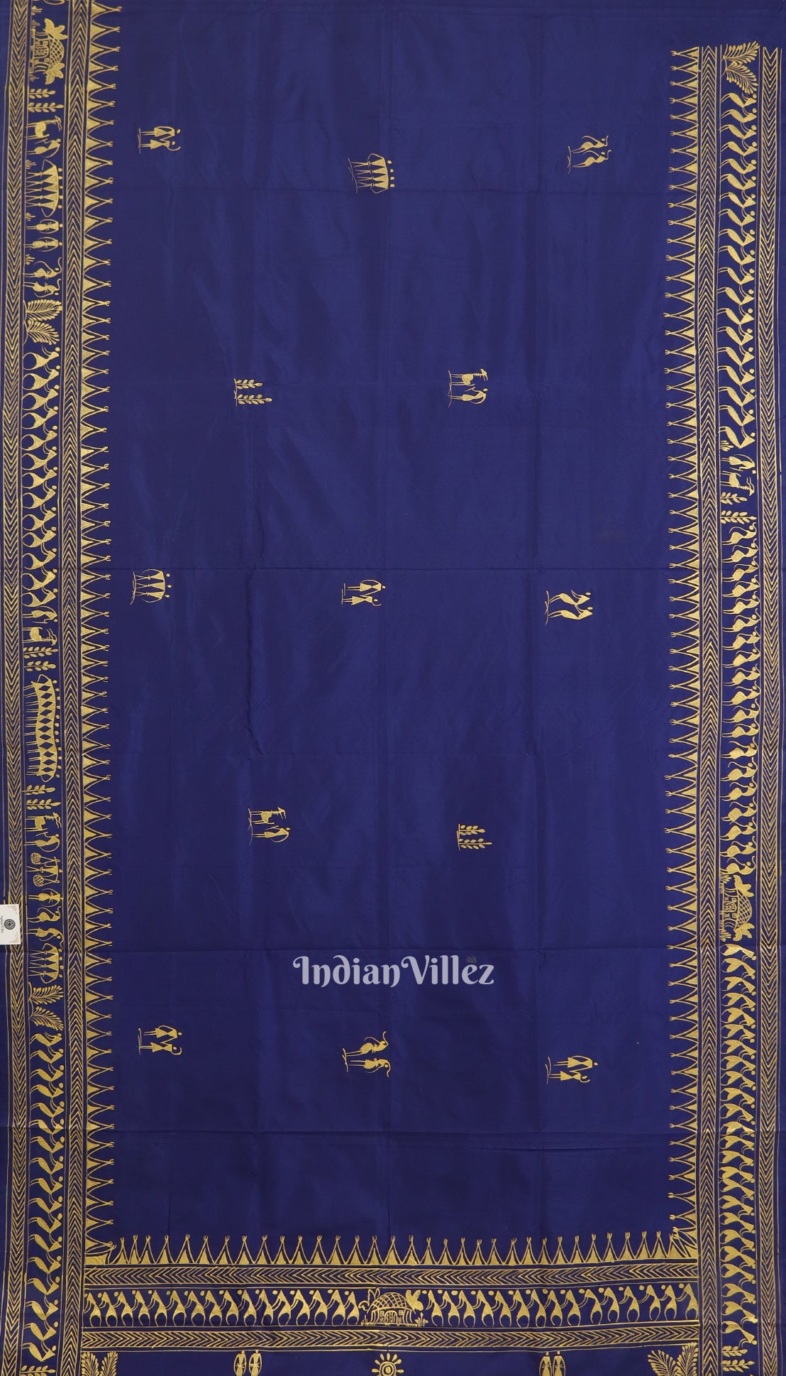 Blue Tribal Theme Pattachitra Silk Saree