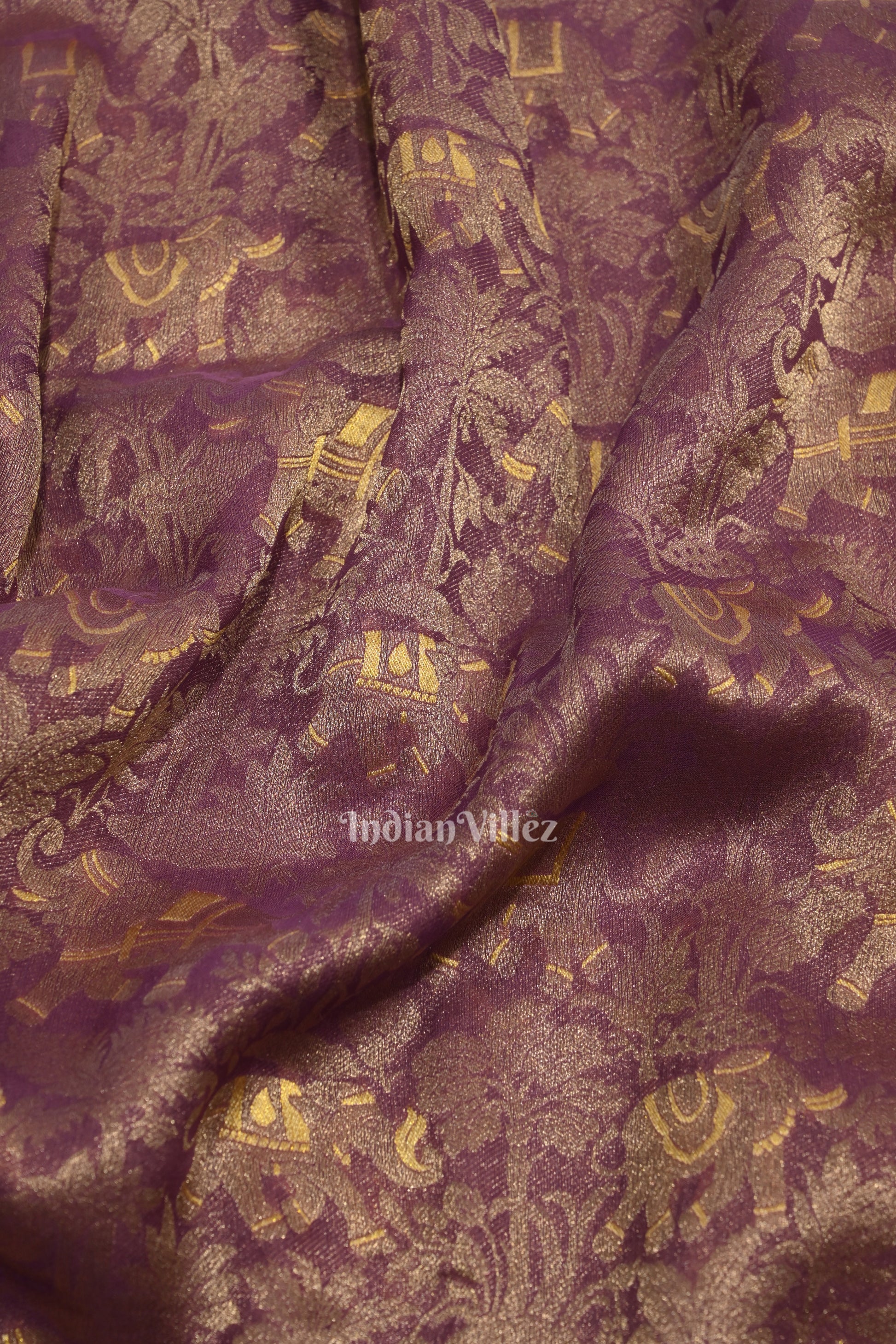 Woven Golden Border Lavender Purple Tissue Banarasi Silk Saree