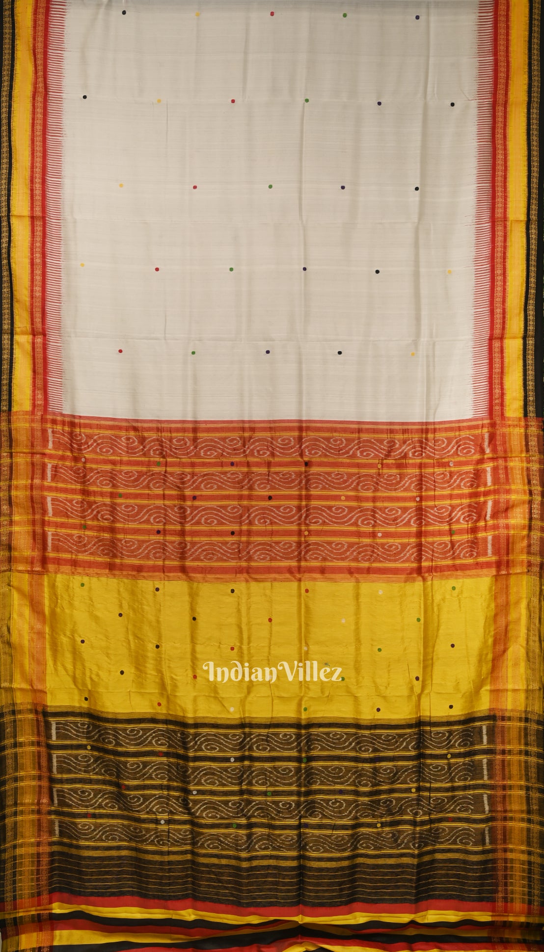 White Kathiphera Khandua Silk Saree