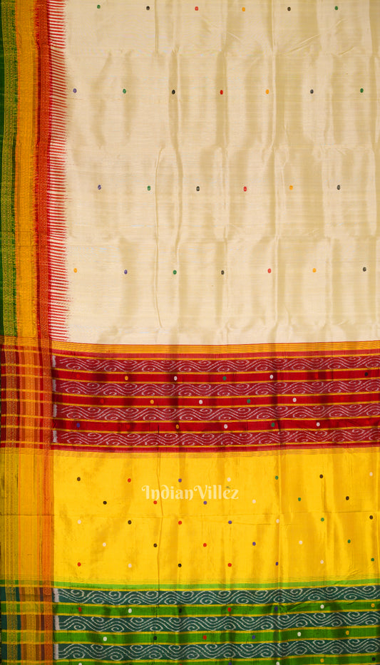 Lemon Yellow Kathiphera Odisha Ikat Khandua Silk Saree