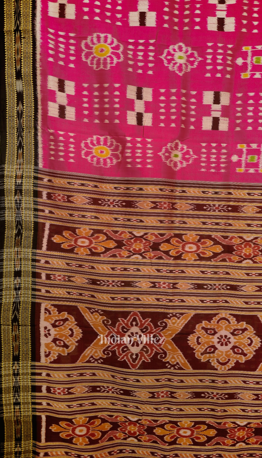 Rani Pink Odisha Ikat Khandua Silk Saree