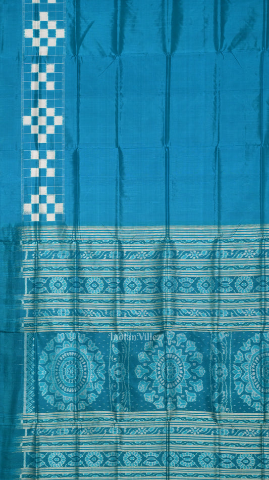 Surf Blue White Pasapali Border Sambalpuri Silk Saree