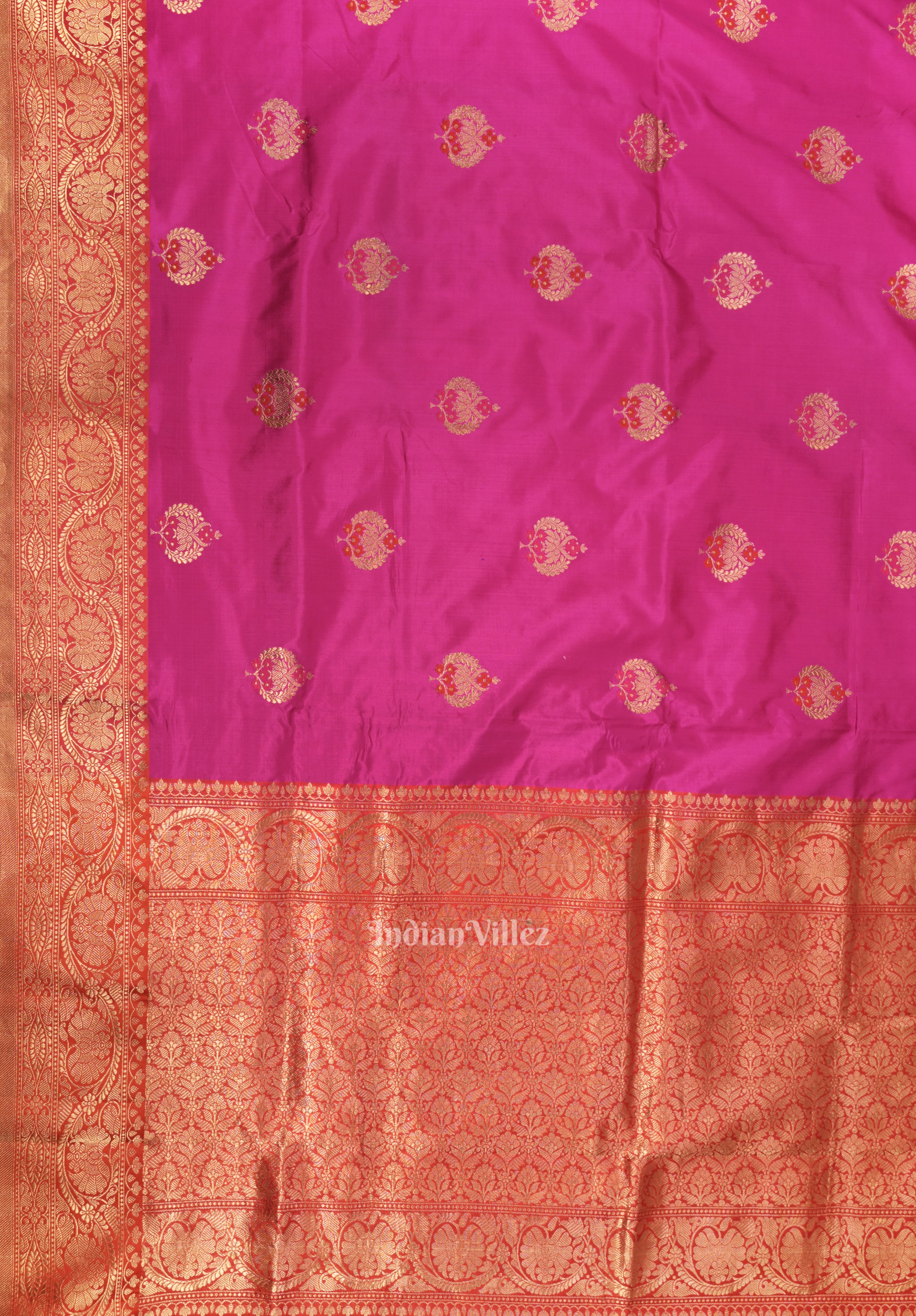 Rani Pink Designer Pure Banarasi Katan Silk Saree