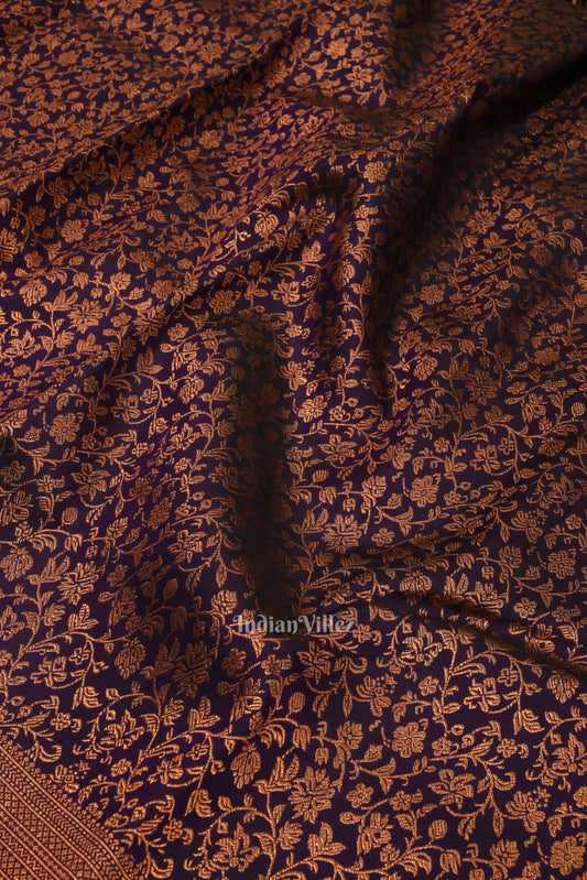 Dark Tone of Purple Pure Kanjivaram Silk Saree