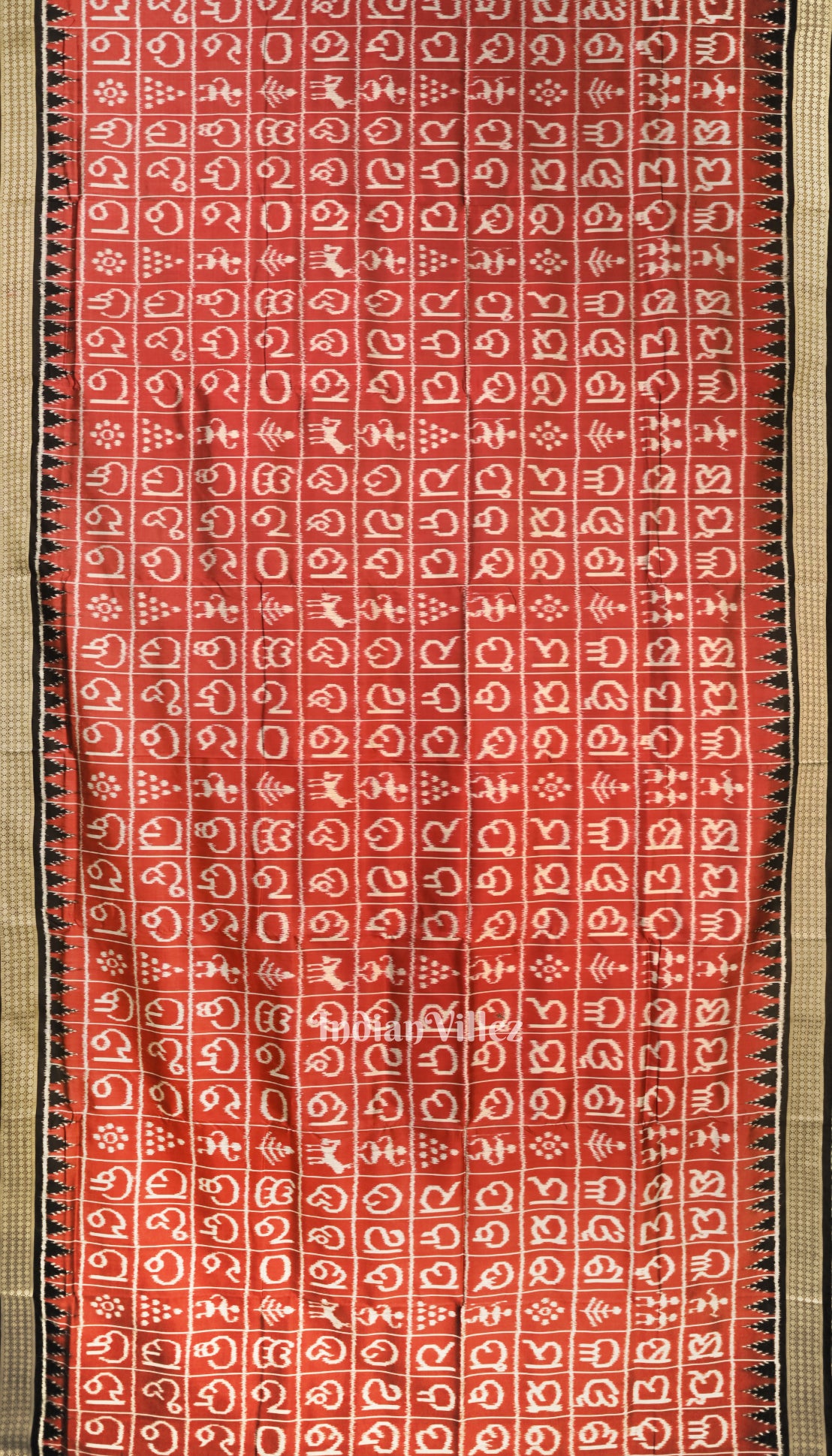 Red Odia Barnamala With Rudrakshya Border Contemporary Silk Saree