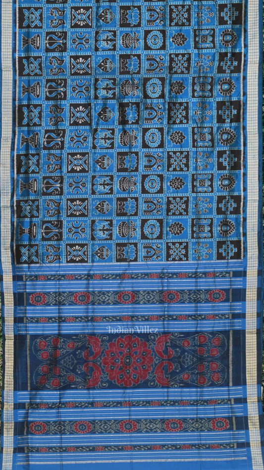 Deep Blue Nabakothi Odisha Ikat Sambalpuri Silk Saree