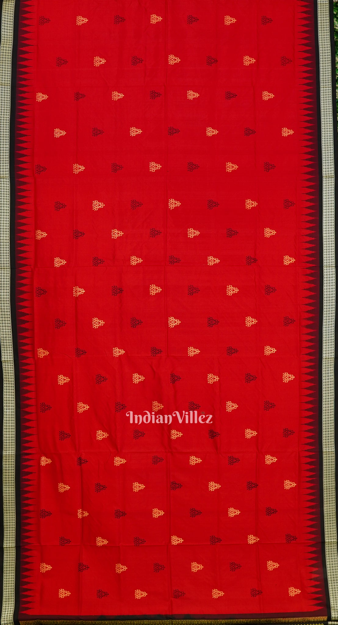 Red Black Tribal Design Bomkai Sambalpuri Silk Saree