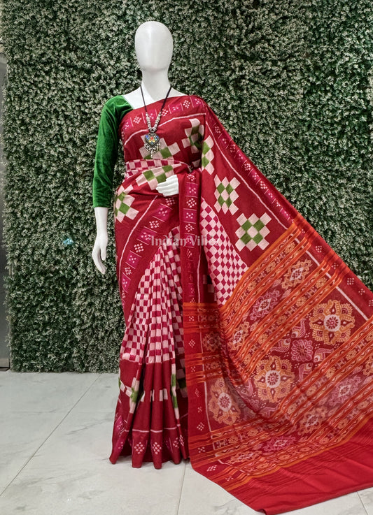 Rani Red Pasapali Border Designer Contemporary Silk Saree