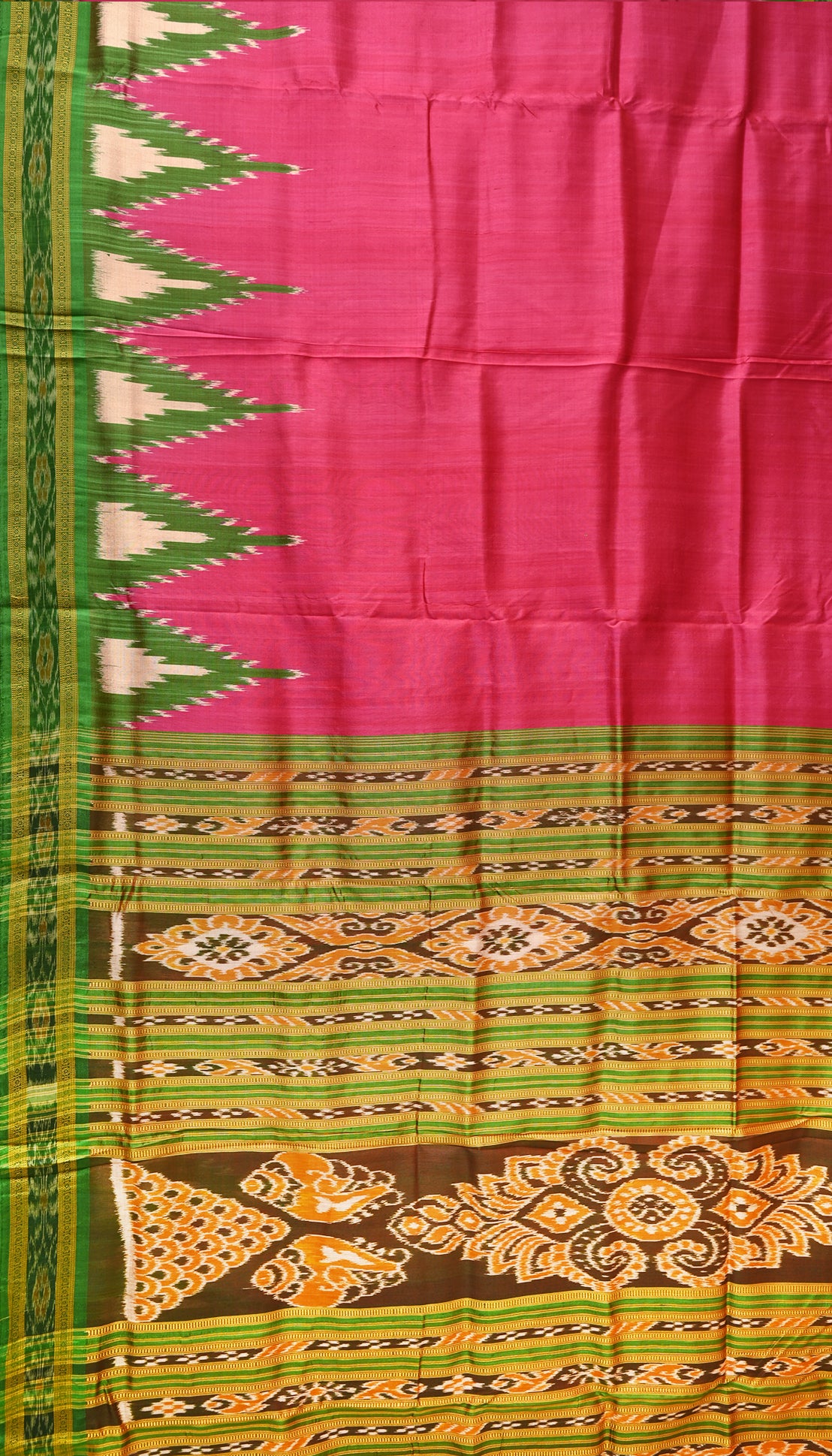 Rani Pink Phoda Kumbha Design Odisha Ikat Khandua Silk Saree