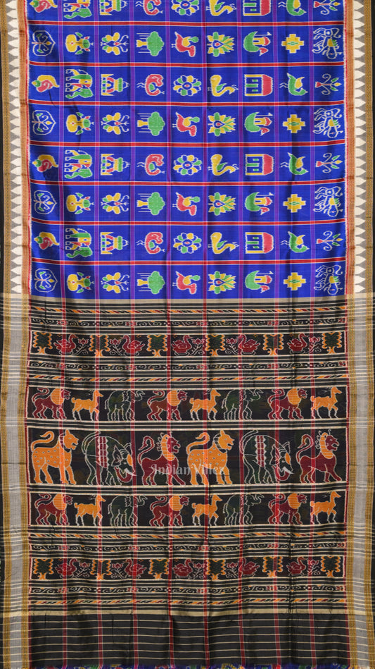 Blue Nabakothi Design Odisha Ikat Khandua Silk Saree