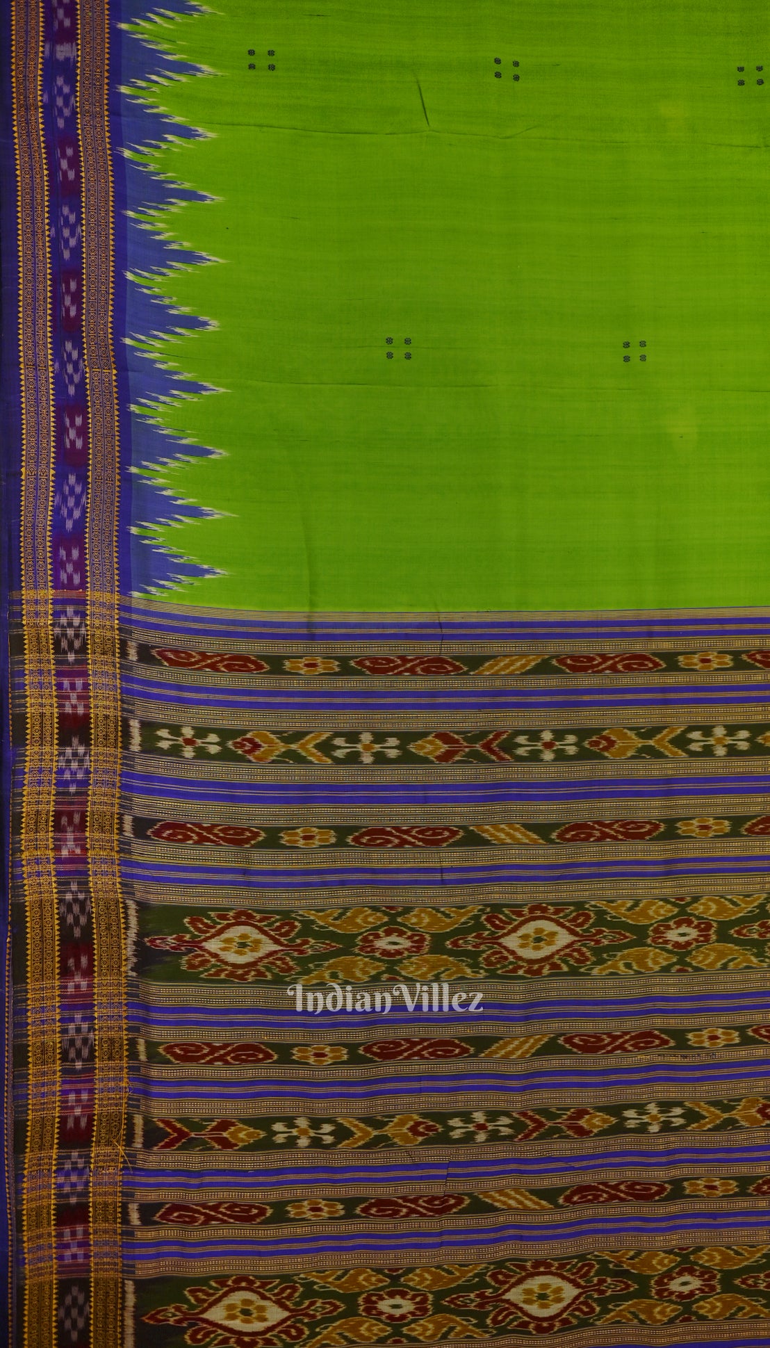 Green Phoda Kumbha Design Odisha Ikat Khandua Silk Saree