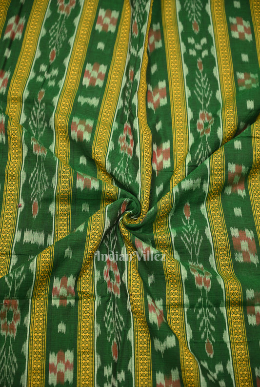 Forest Green Bandha Sambalpuri Ikat Cotton Fabric